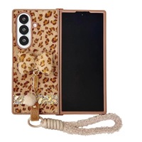 Étui de téléphone à imprimé léopard tendance pour Samsung Zfold 7 6 5 4, anti-chute, écran pliable, anti-rayures, avec cordon de suspension
