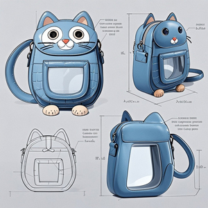 Tas Punggung Kulit PU Wanita, Ransel Sekolah Display Pin Jelas, Desain Kustom Kucing Lucu Tahan Air - Product Image 5