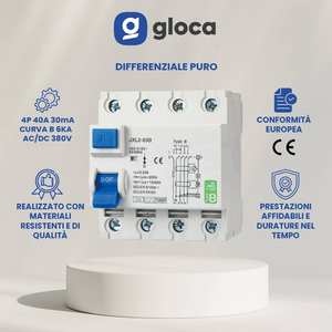 Interrupteur différentiel Gloca 4P 30mA Type B 6kA 380V 40A AC DC - Product Image 2