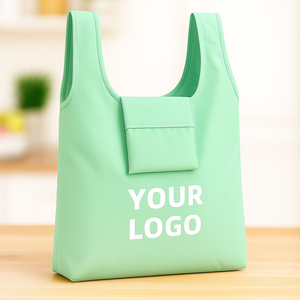 Sac d'épicerie fourre-tout de poche pliable réutilisable facile à transporter écologique Sacs à provisions pliants en polyester - Product Image 1