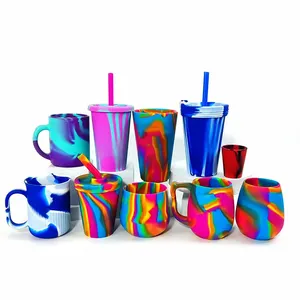 Unbreakable Silicone Pint Glasses Food Grade Drinking Cup Reusable Silicone Tumblers Silicon Water Cups