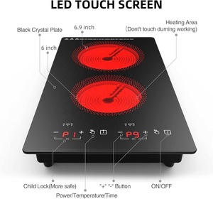 Table de cuisson électrique GTKZW à <span class=keywords><strong>2</strong></span> brûleurs, 12 pouces, à poser/encastrer, commande tactile, verrouillage enfant, minuterie, protection contre la surchauffe, 2100W, 120V - Product Image 4