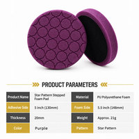 Tampon éponge de polissage haute performance à rainures étoilées 20 mm en mousse PU résistante aux déchirures pour voiture, contrôle de la réduction des tourbillons, granulométrie