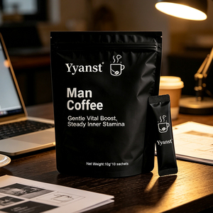 OEM/ODM <b>Man</b> Coffee Instant Powder Gentle Vital Boost Steady Inner Stamina Male Wellness Drink 10g Sachet Black Stand <b>Pouch</b> - Product Image 2