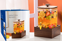 Seau à jus en verre borosilicate de haute qualité Qinliang de 4,2 L avec couvercle, motif vertical carré, ambre, passe au lave-vaisselle, écologique, non toxique
