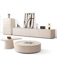 Table basse et meuble TV ronds en métal blanc de style farmhouse pour chambre, atelier et salon