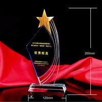 Trofeo de cristal sólido con forma de estrella en blanco, regalo de negocios personalizado, trofeo de cristal con Base