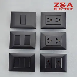 KF SERIES Full Matte Black Multi Plug Socket Phosphorus Copper Universal Electric Light home Wall Switch and Socket