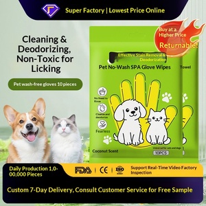 Gants et lingettes humides sans lavage pour animaux de compagnie - Parfum de noix de coco - Déodorant - Produits de nettoyage à sec - Product Image 4