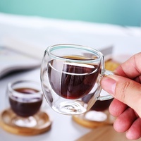 Tasse à expresso en verre borosilicate transparent à double paroi, directement de l'usine