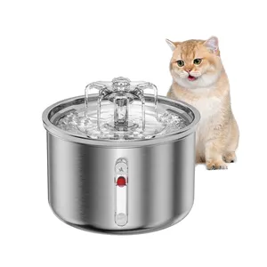 Fuente de agua para gatos de 95oz dispensador de bebedero de filtración de recirculación automática inteligente de acero inoxidable