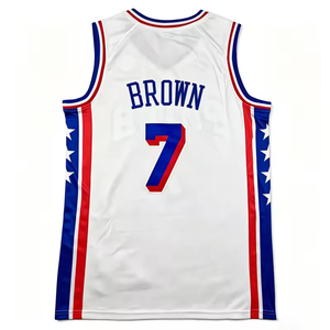 เสื้อบาสเก็ตบอลเย็บสำเร็จรูปสำหรับทุกเพศ # 23 เจย์เลน บราวน์ # 21 เอ็มบีด # 3 ไอเวอร์สัน # 0 แม็กซี่ # 20 ชุดกีฬาแฟนคลับจาเรด แมคเคน โพลีเอสเตอร์ 100% - Product Image 3