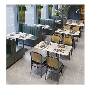 bistro Pub kopitiam individuelle Möbel-Sets Esstische Stühle Kaffee-Café Shop Fast-Food-Bar Leder Holz Booth Sitzsofa