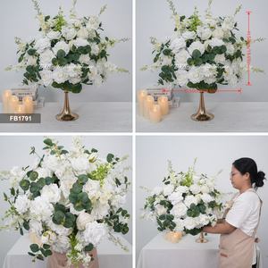Arreglo de rosas blancas artificiales al por mayor, centro de mesa con bolas de flores de seda para decoración de eventos - Product Image 3