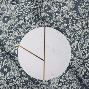 Plato de Servir de Mármol Blanco Ecológico Moderno al por Mayor con Incrustaciones de Latón Dorado y Patrón Personalizado de Alta Calidad - Product Image 3