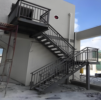Escalier droit en acier galvanisé sur mesure |   Anti-rouille pour échappement d'incendie, pour la construction, l'entrepôt, l'extérieur