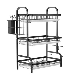 Support de rangement mural léger en métal de luxe Double et triple couche multifonction bol plaque baguettes sèche-linge pour la <span class=keywords><strong>cuisine</strong></span> - Product Image 2