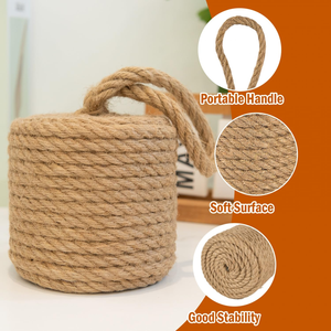 Butée de porte en coton et corde de jute tressée à la main - Butée de porte décorative nautique robuste avec poignée solide pour la maison et le bureau - Product Image 3