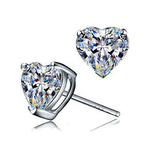 E1125 Pendientes de diamantes blancos con forma de corazón, diamantes naturales, joyería de estilo clásico para mujer - Product Image 4
