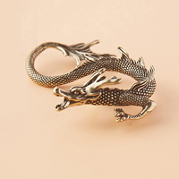 Statue de dragon chinois en laiton antique, figurine de dragon en métal vintage, décoration de bureau à domicile, ornement de collection, cadeau