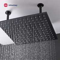 Système de douche de plafond en laiton de luxe, ensemble de douche pluie encastré contemporain avec 6 jets de massage corporel, robinet de salle de bain à valve céramique