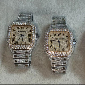 Relojes de pulsera mecánicos automáticos personalizados de alta calidad para hombre, banda de acero inoxidable, resistente al agua, esfera de moissanita helada - Product Image 6