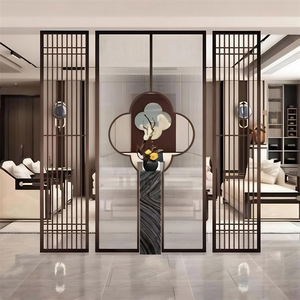 Le nouveau paravent en fer forgé de style chinois pour l'entrée du salon, le hall, le bureau, la grille de fond et les découpes ajourées - Product Image 2