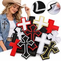 Patch brodé en gros, croix chrétienne gothique latine religieuse, thermocollant ou à coudre