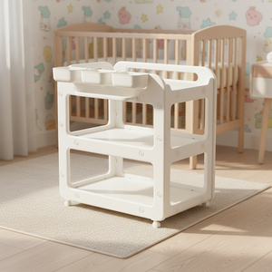 Table à langer bébé sécurisée, pliable, en plastique, imperméable, station de change réglable multifonction pour bébé - Product Image 1