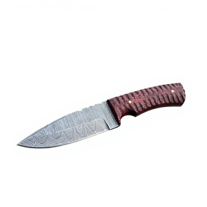 Cuchillos Rajput de hoja fija con punta caída, de acero de Damasco forjado, 20 cm, mango de madera Pakka azul, 3 años de garantía, para bricolaje, camping y caza - Product Image 6