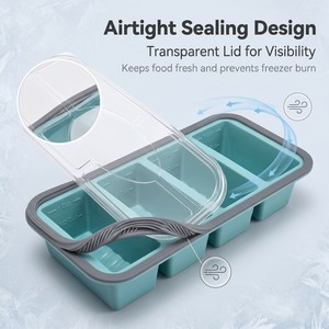 250ml Capacity Silicone Freezer Tray Built In ML Markings 4 Compartment Lunch <b>Box</b> For Precise Soup Sauce Portion Freezing - Product Image 4