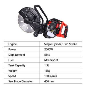 Coupe-béton à essence portable 2000W 58CC <span class=keywords><strong>Machine</strong></span> de découpe de pavés et de murs à main - Product Image 3