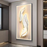 Bandes lumineuses LED à motifs plumeux de haute qualité en gros, peintures décoratives murales en céramique de cristal de diamant