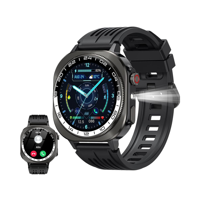 Soudorv Luxury Smart Watch 2025 AMOLED 3D 1.43" Plastic Band Men/Women (Call/Message) 60 Days/Flashlight/130+ Sports HR/Sleep