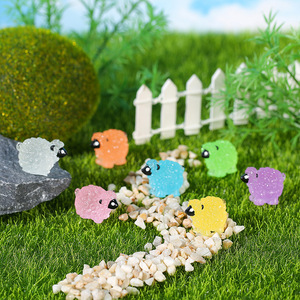 Ornements en résine de mouton qui brillent dans le noir, décoration de jardin miniature, forme animale, accessoires de bricolage pour aménagement paysager - Product Image 3