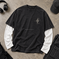 T-shirt vintage délavé pour homme, coupe oversize décontractée, style streetwear, manches courtes, t-shirt en coton coupe ample, vêtements personnalisables avec logo