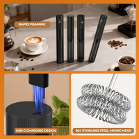 Mousseur à lait portatif écologique rechargeable par USB, fouet en acier inoxydable 304, pour café, mousse froide, vente en gros, usage domestique