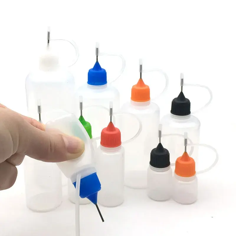 Plastic Squeezable Tip Applicator Bottle Dropper Bottles with Needle Tip Caps for Glue Liquid