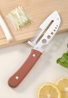 Syh2068 7 1 Roestvrijstalen groenteschiller, julienne-snijder, luchtersnijder, multifunctioneel vintage keukenhulpstuk met houten handvat