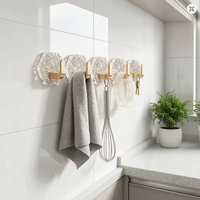Crochets muraux en acrylique au design élégant, crochets adhésifs hexagonaux, organisateur de vêtements moderne à un seul niveau pour la cuisine, la salle de bain, le salon
