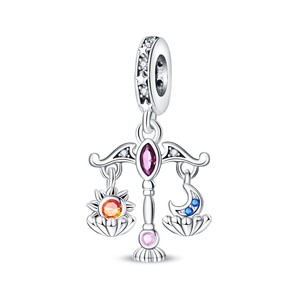 Abalorios de <span class=keywords><strong>Plata</strong></span> de Ley 925 con Circonitas Moradas y Azules, Colgantes de Flor de Pansy, Estrella y Tai Chi para DIY, Pulseras y Collares, Joyería Fina - Product Image 6