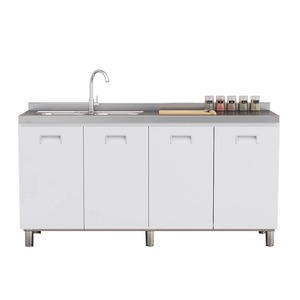 <span class=keywords><strong>Cucina</strong></span> Modulare Compatta da Esterno in Acciaio Inox 304, Stazione BBQ Bloccabile in HPL con Fornello a Gas Estraibile e Frigorifero per Patio e Glamping - Product Image 5