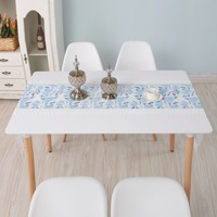 Nappe de table en dentelle brodée bleue de luxe occidentale, lavable, durable, décoration fantaisie en point de croix, nappe de table à thé, art, café