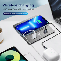 Stopkontak Meja Konferensi UK, Soket Daya Terintegrasi, Pengisi Daya Ponsel Terpasang, Pengisi Daya Nirkabel USB Tipe C, Soket Terintegrasi