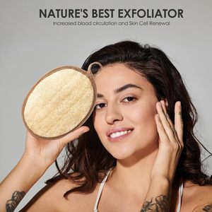 Grand Natural Gray Loofah Handheld Bath Brush Dead Skin Removing Exfoliating Body <b>Sponge</b> 9x12cm Round for <b>Shower</b> and Bath Use - Product Image 4