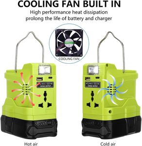 QIYUN 200W Portable Plastic Power Source <strong>Inverter</strong> <strong>Generator</strong> 280LM Light USB Type-C Port Compatible <strong>Ryobi</strong> 18V Battery - Product Image 4