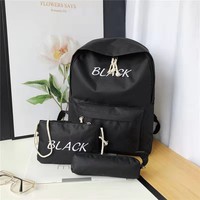 Ensemble de sacs à dos en nylon trois pièces, style coréen, design universitaire pour jeunes, motif lettres, grande capacité, sac à dos scolaire unisexe pour étudiants