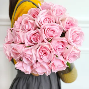 Qihao Brand Factory Supply Wholesale High quality artificial rose flowers bouquet wedding silk roses flower