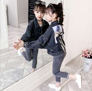 Girls Short Loose Blue Casual Denim Jackets <b>With</b> <b>Bow</b> <b>Tie</b> on the Back From Wholesale Children Factory - Product Image 3