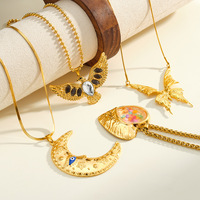 Collier Pendentif en Acier Inoxydable Plaqué Or 18 carats à Motifs, Bijoux Exquis, Accessoires de Haute Qualité, Vente en Gros TGXL14114